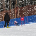 Bode Miller on Course - Kent watches with the Flag
